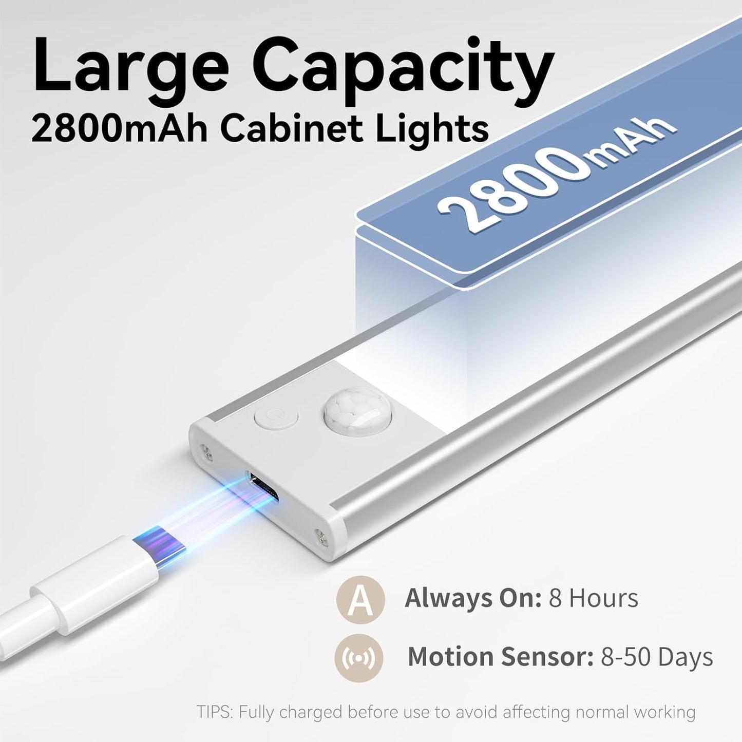 13.7inch Under Cabinet Lighting, LED Magnetic Motion Activated Under Cabinet Lights, Rechargeable Closet Lights 2800mAh Battery Operated, Wireless Dimmable Under Counter Lights for Kitchen 2 Pack