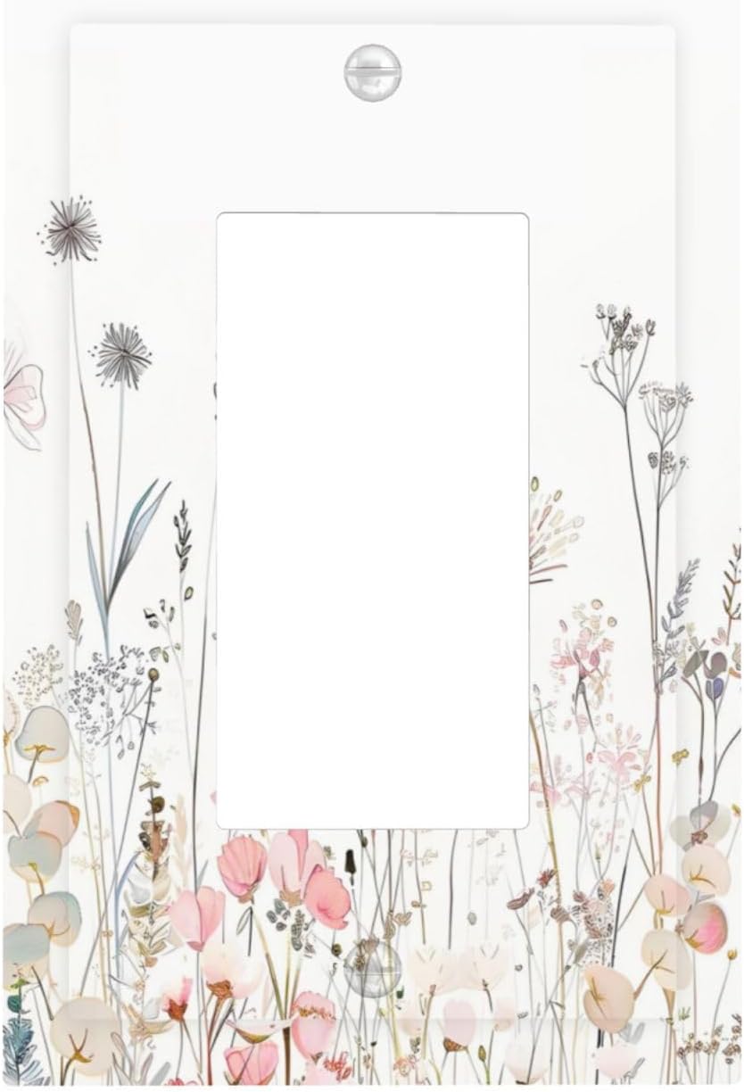 Floral Watercolor Wildflower Dandelion Plant Decorative Outlet Covers 1 Gang Single Rocker Light Switch Cover Plate Wall Plates GFCI Faceplate for Farmhouse Bed Room Decor