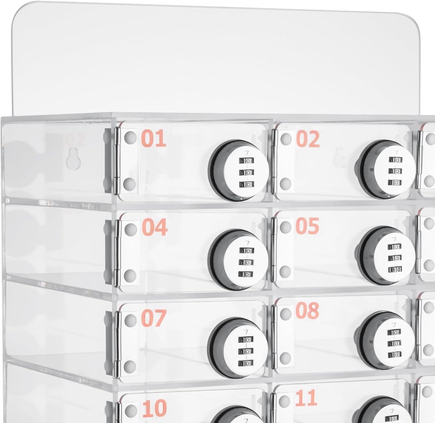 Cell Phone Locker Box 15 Slots Clear Acrylic Cell Phone Organizer Cabinet with Combination Locks Wall-Mounted Locking Cell Phone Storage Box for Classroom Office,Shool,Office (15 Slots, Acrylic)