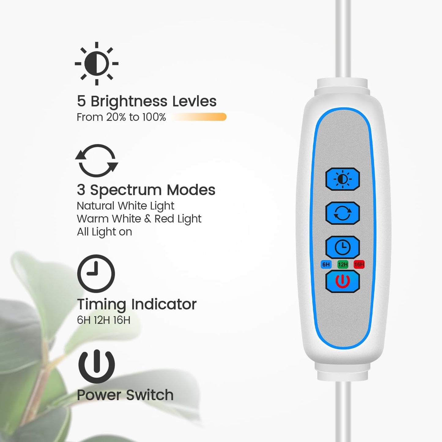 Garpsen Grow Lights for Indoor Plants, Dual-Head Full Spectrum LED Plant Light with Stand, 3 Color Modes Grow Lamp with Timer 6/12/16H, 5 Dimmable Levels, 168 LEDs and 67''Height Adjustable(White)