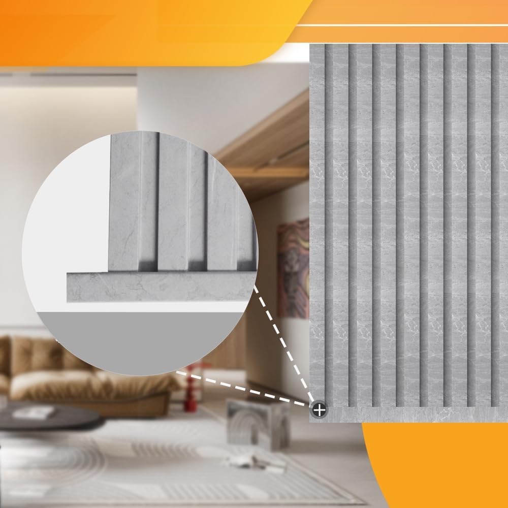 OUZUGIE 8-Pack 57 Inches, WPC Slat Wall Panel Trim,Corner Guard for Low Grille (Gray Marble)