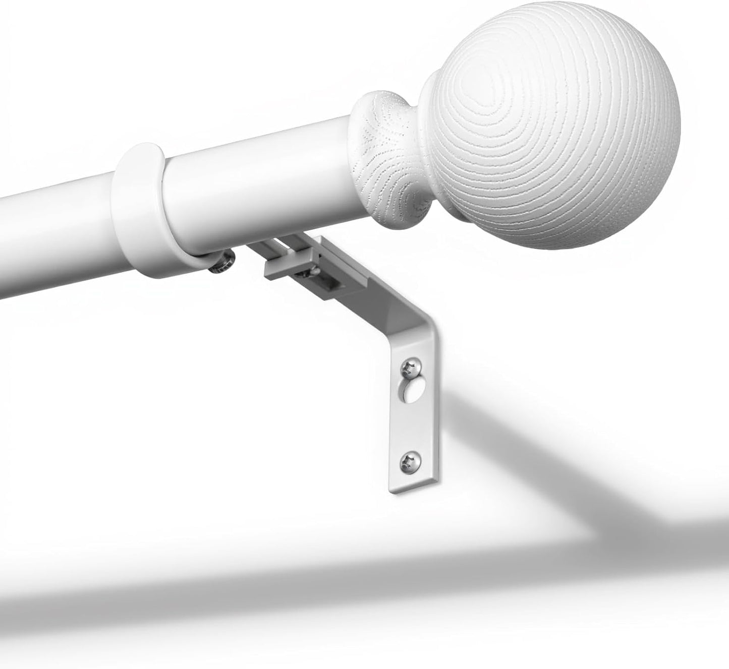 BRIOFOX White Curtain Rods for Windows 72 to 144 Inch(6-12ft) - 1'' Diameter Heavy Duty Curtain Rods with Imitation Wood Grain Pattern Finials,Adjustable Decorative Curtain Rods Set,28-144''