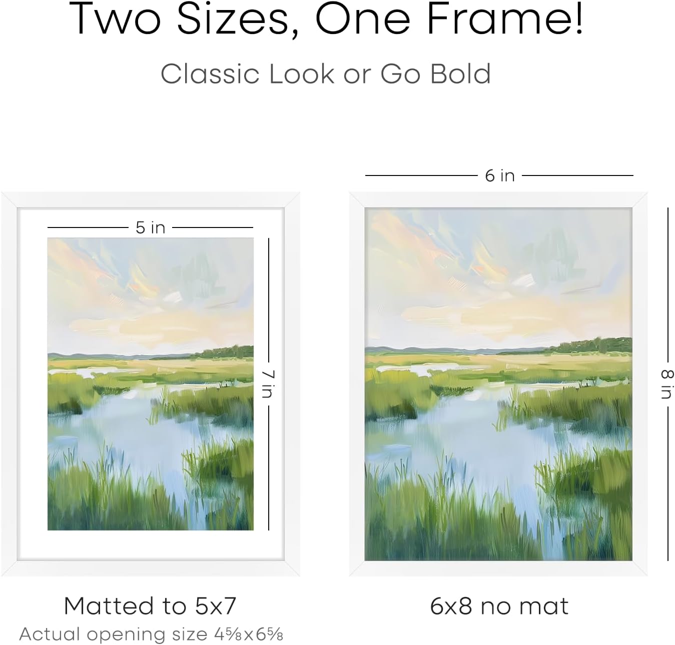 Homeforia 6x8 Picture Frame White, High End Metal 6 x 8 White Frames with Mat 5 x 7 for Art, 8x6 Desk Frame Matted to 5x7 inch Photo, 6 by 8 Wall or Tabletop Frames, Tempered Glass, Wall Kit, Set of 1
