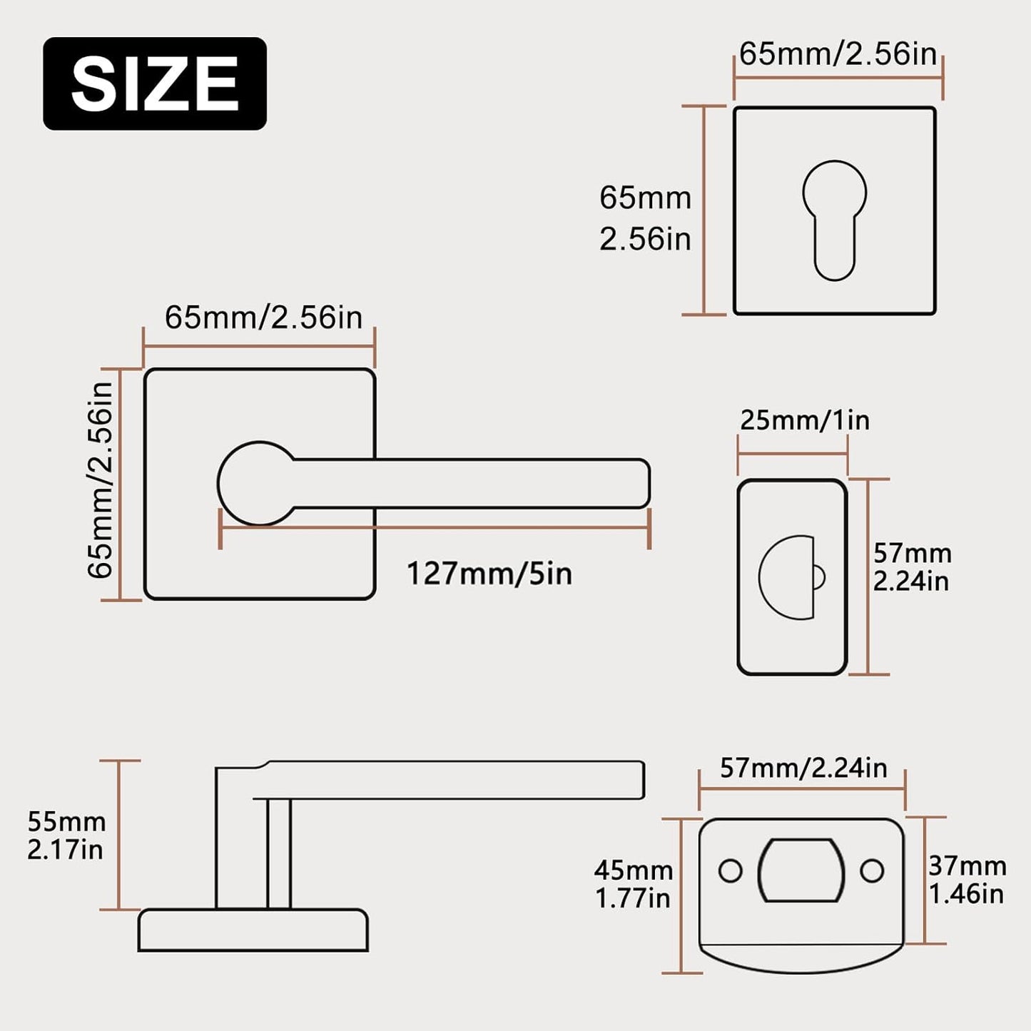 20 Sets Passage Door Lever and Single Cylinder Deadbolt Lock Set, Heavy Duty Square Handle for Entrance and Front Door, Matte Black, Different Keys