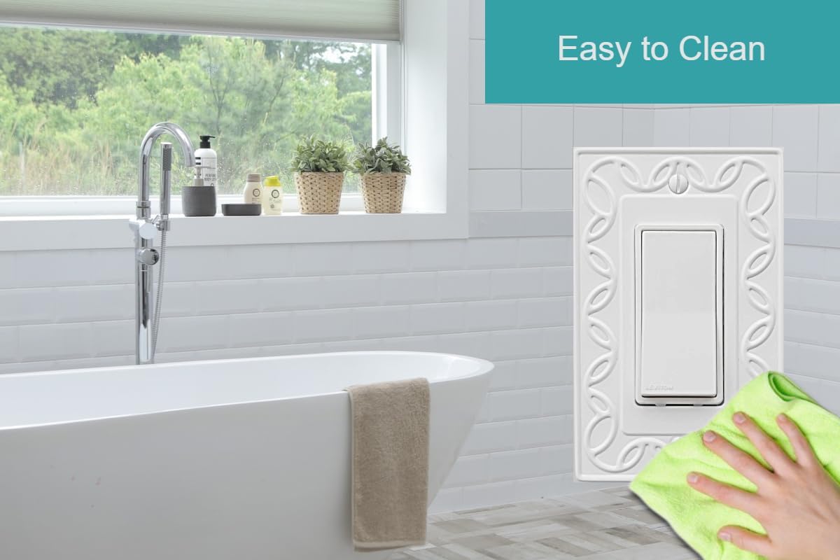 Single Decorator Light Switch Cover NovaBloom Metal Wall Plate, 4-Pack White 1 Gang Single Rocker, for Receptacle Dimmer Switch Cover GFCI Outlet Decorative Wallplate, Durable