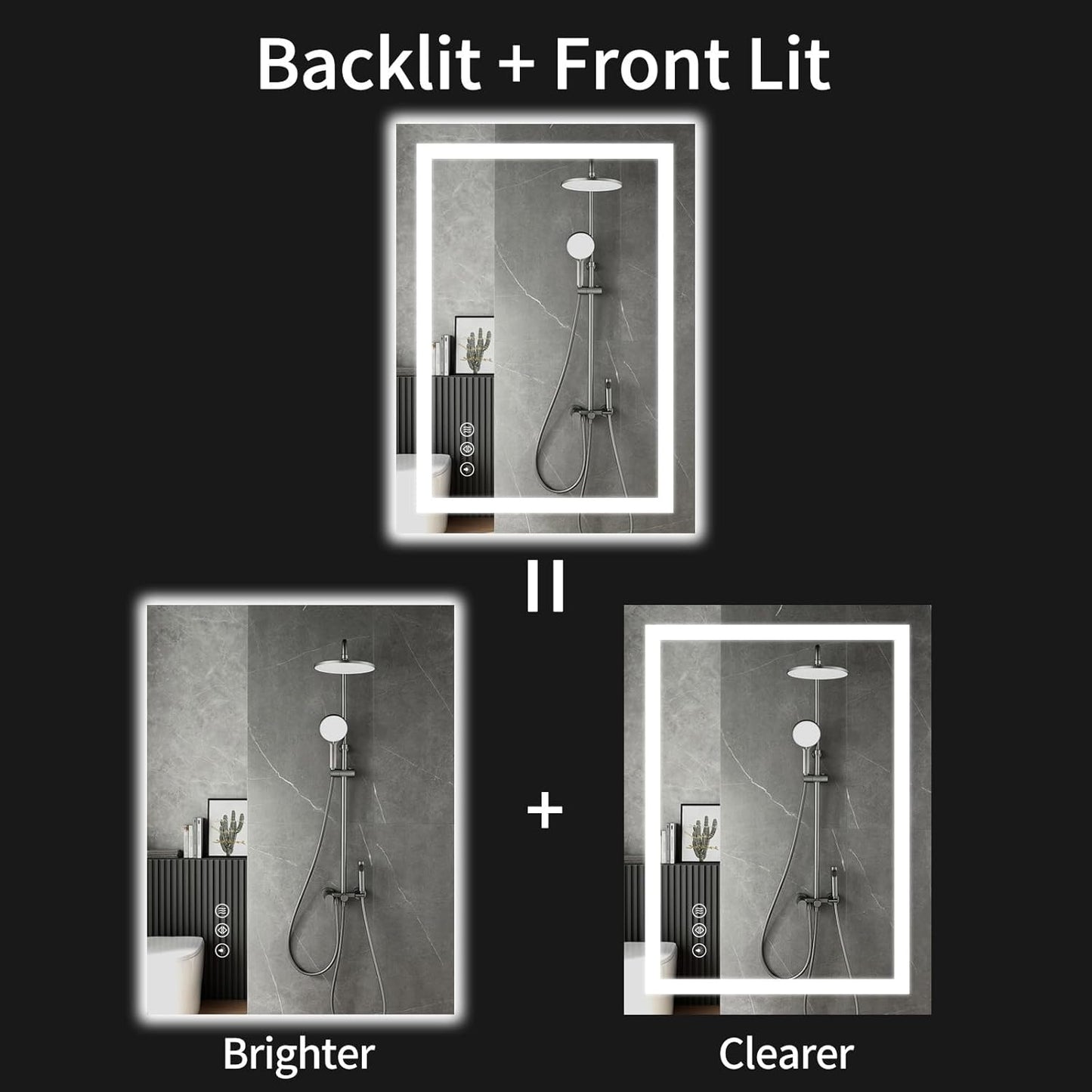 40"x30" LED Bathroom Mirror with Lights, Dimmable, Anti-Fog, Lighted Bathroom Vanity Mirror for Wall, Backlit + Front Lit, Memory Function, Shatter-Proof, Tempered Glass