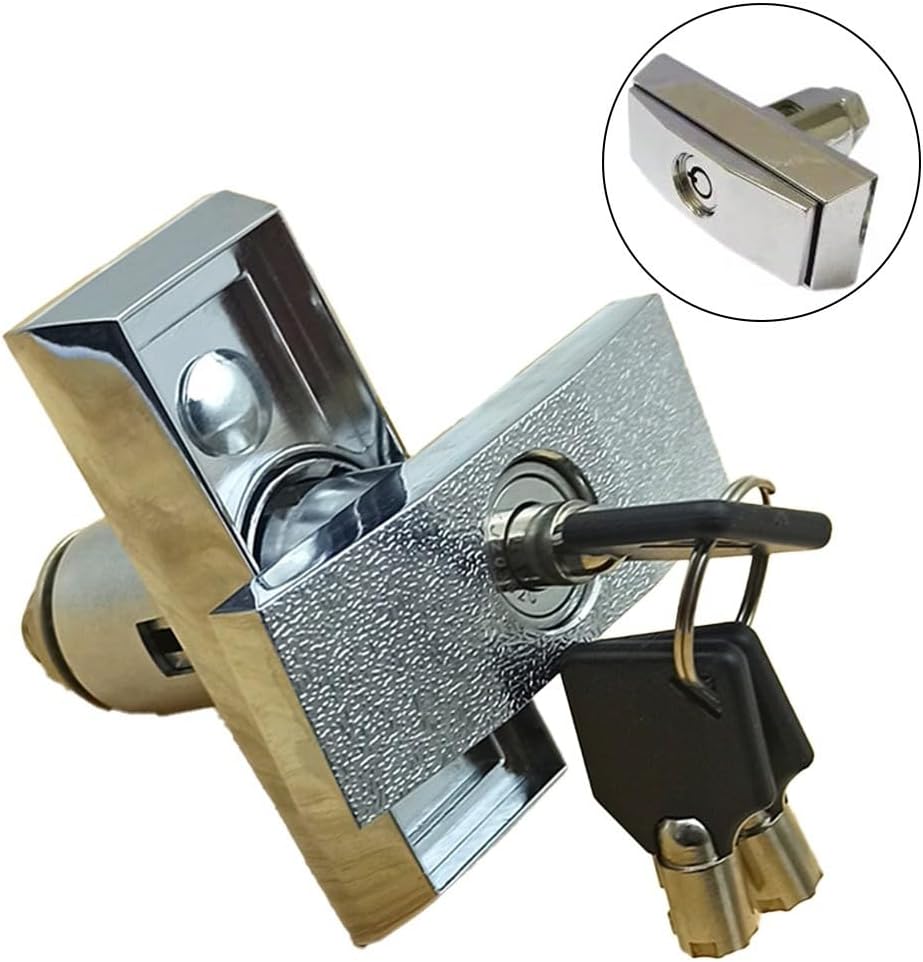 Zinc Alloy T-Handle Lock for Vending Machines, Game Consoles, and Car Washing Machines, Camper Shell Accessories, Silver