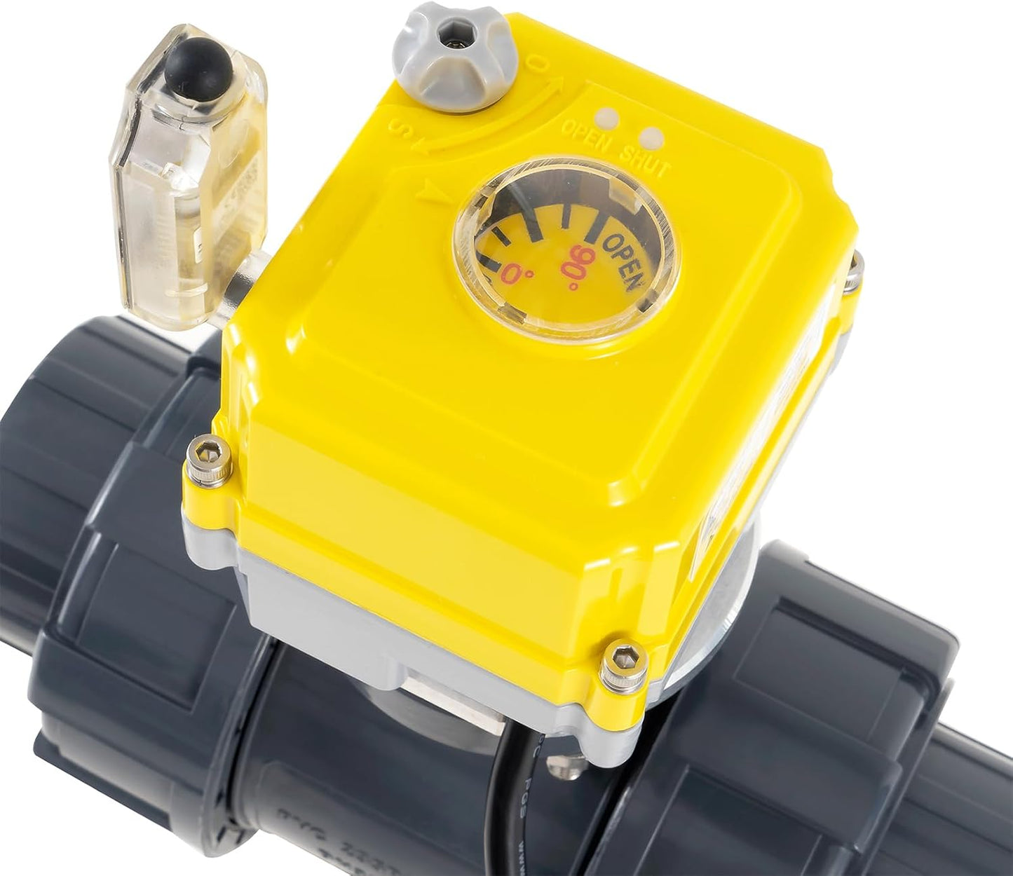 Smart electric valve, TUYA-WIFI-APP control, 1.5-inch PVC electric ball valve full bore, 2-wire automatic reset, normally closed, DC24V actuator/AC110V-230V power adapter, suitable for water systems
