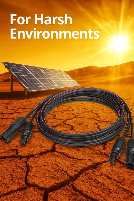 Solar Cable 50 Feet 2x10 AWG Twin Wire Solar Extension Cable, Copper Strand with Female and Male Connectors on Single end, Solar Panel Wire & Adaptor for Home, Shop and RV Solar Panels