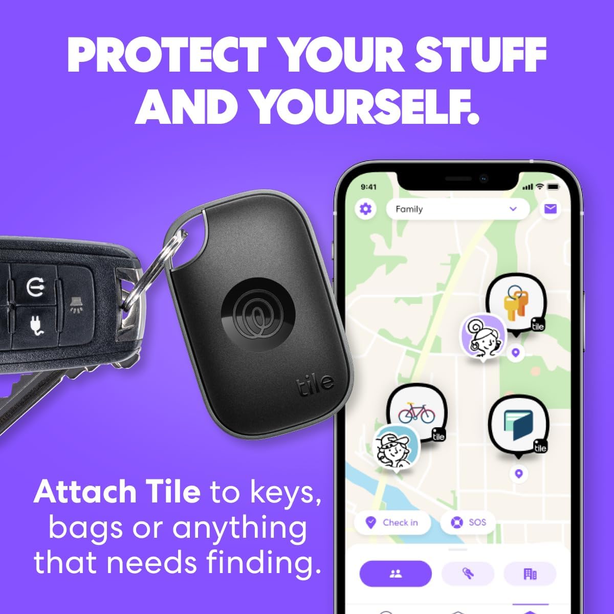 Tile by Life360 Pro - Powerful Bluetooth Tracker, Key Finder and Item Locator for Keys Bags, and More. Both iOS and Android Compatible. Phone Finder. 2-Pack (Black/White)