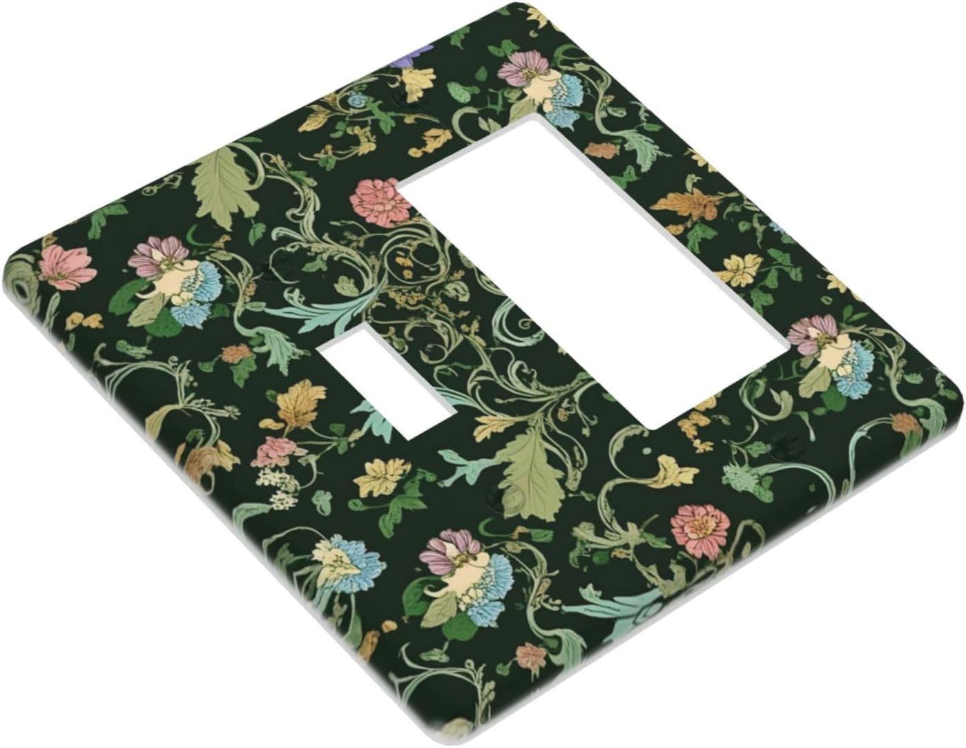 Decorative Outlet Covers Vintage Green Leaf Plant Rustic Pink Flower 2 Gang 1 Gang Wall Plate Cover Single Toggle Rocker Combo Light Switch Cover Plate Face Plate
