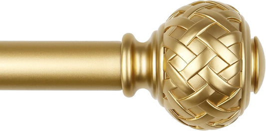 TONIAL Gold Curtain Rod 32 to 120 Inches, 7/8 Adjustable Curtain Rods for Windows 20 to 116 Inches, Splicing Drapery Rods Heavy duty with Netted Texture Finials