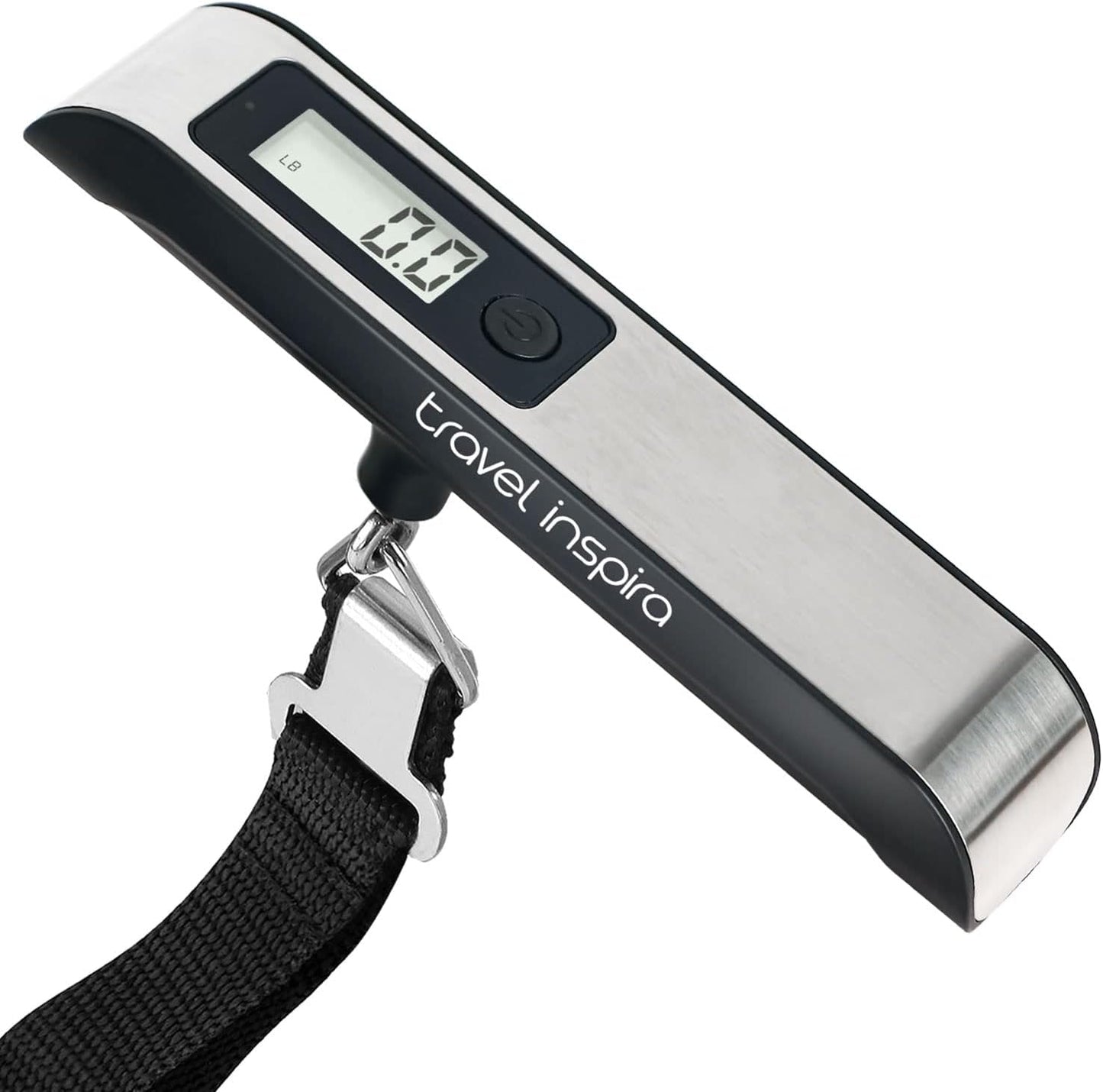 travel inspira Luggage Scale, Portable Digital Hanging Baggage Scale for Travel, Suitcase Weight Scale with Rubber Paint, 110 Pounds, Battery Included