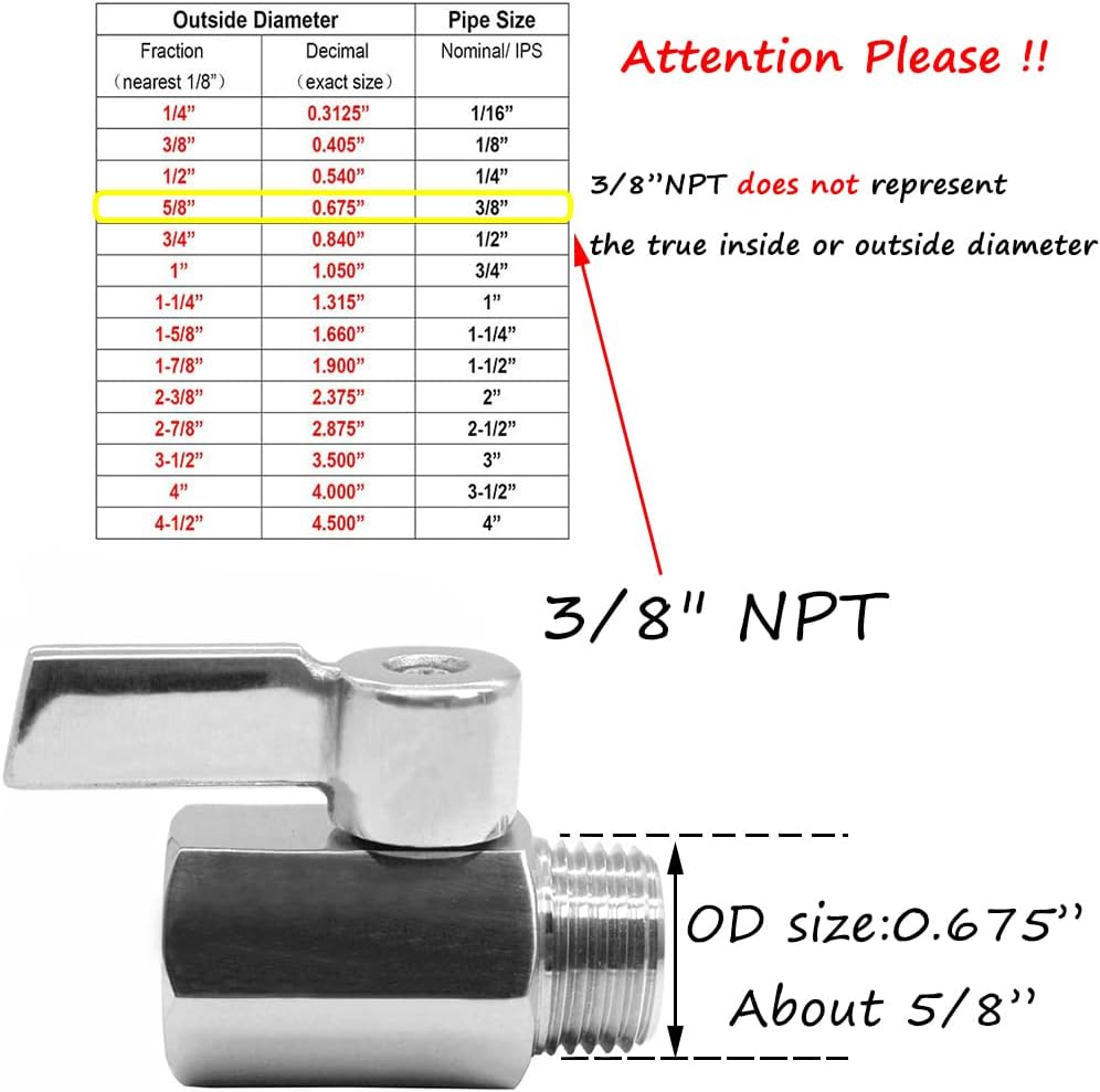 Beduan Mini Ball Valve Stainless Steel(316) 3/8" NPT Male x NPT Female Mini Ball Shutoff Valve(Pack of 2)