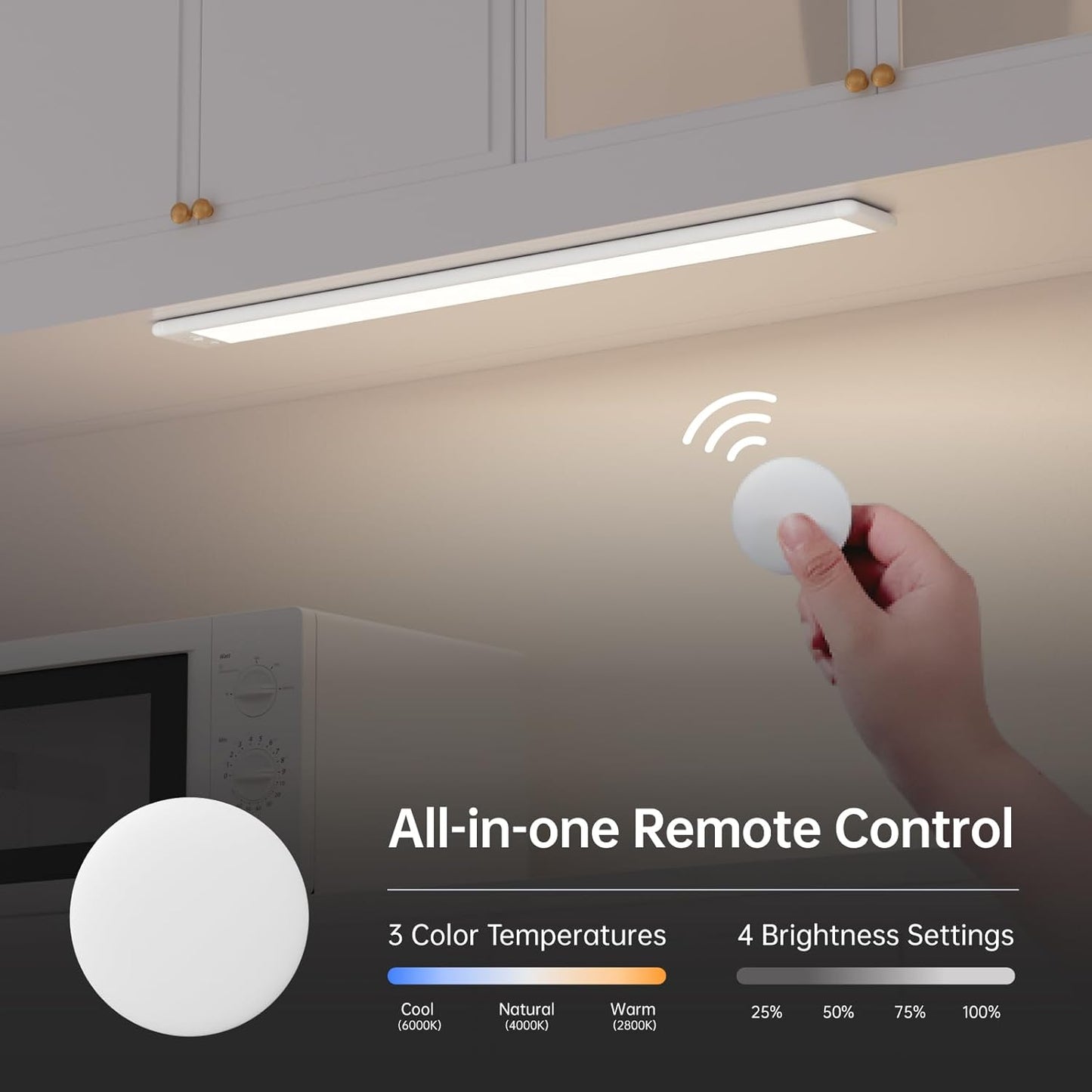 10 Inch Under Cabinet Lighting, Expandable LED Cabinet Light with Sensor Controls, Adjustable Color Temperature & Brightness, Wireless Magnetic Installation