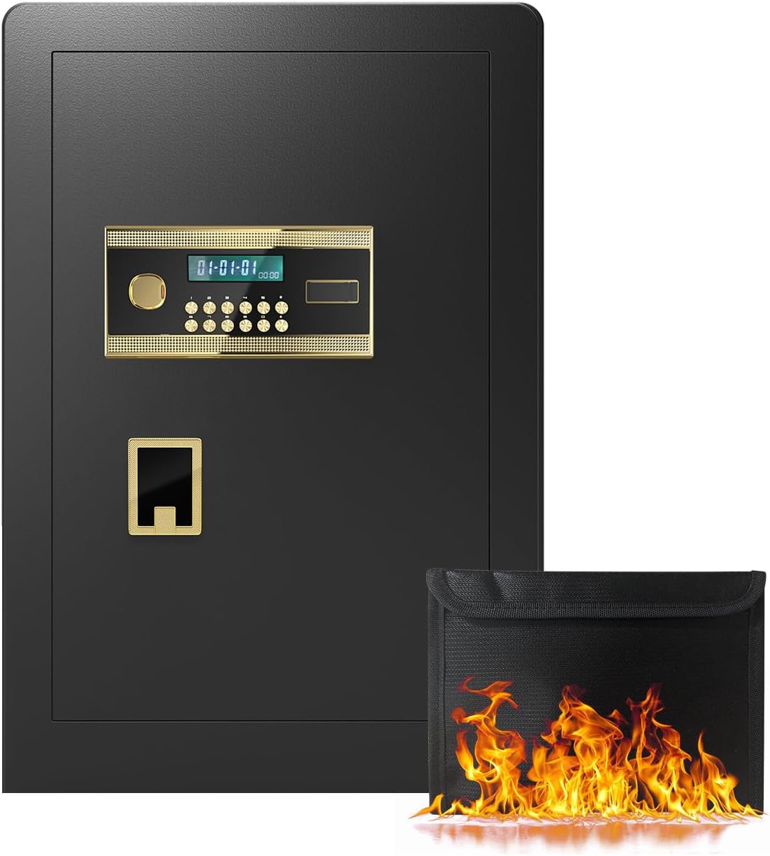 3.0 Cubic Feet Large Electronic Digital Security Safe with Hidden Code, Private Inner Cabinet, Fireproof & Waterproof Bag - Triple Access, Dual Alarm, Wall/Floor Mountable -for Home, Office & Hotel