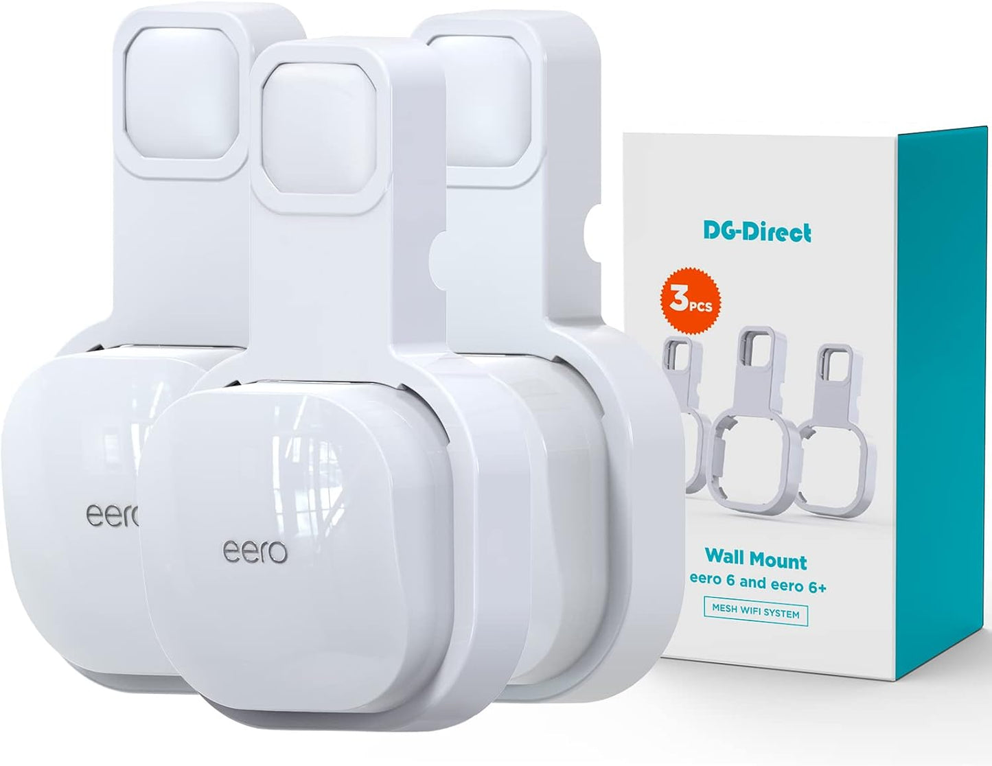 DG-Direct Wall Mount Holder Only for eero 6 Router Mesh Wi-Fi System,No Messy Wires,Stand Bracket for eero 6 Extender Space Saving White 3Pcs
