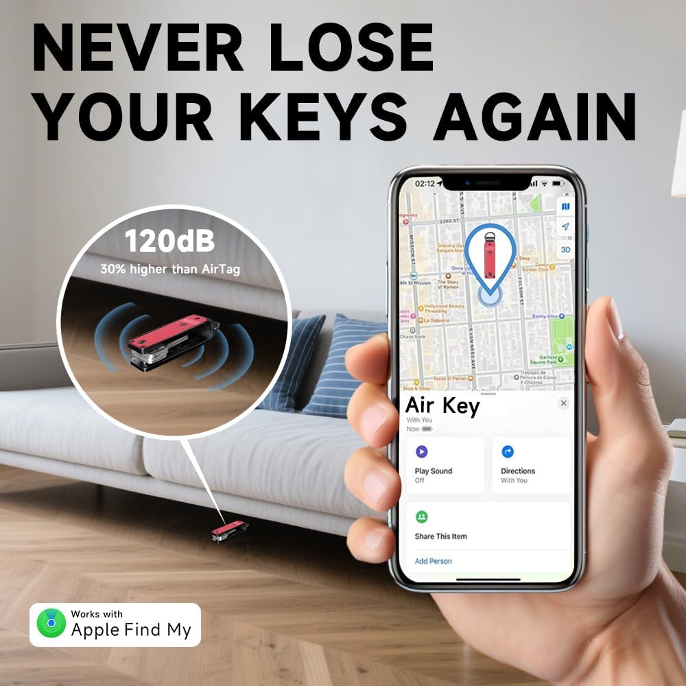 Key Organizer Men's Keychains with Smart Tracker, Key Finder, Compact Key Holder -Minimalist Key Case Metal Car Key Chain