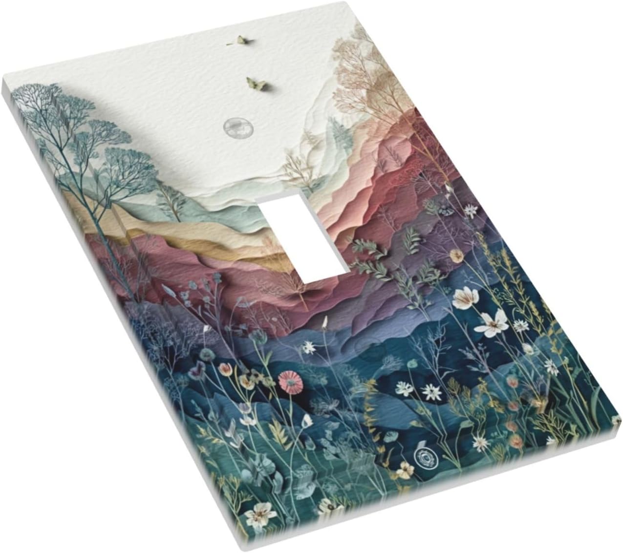 Butterfly Nature Floral Plant Leaves 1 Gang Single Toggle Wall Plate Cover Decorative Light Switch Covers Electrical Faceplate Switch Plates for Bathroom Kitchen Home