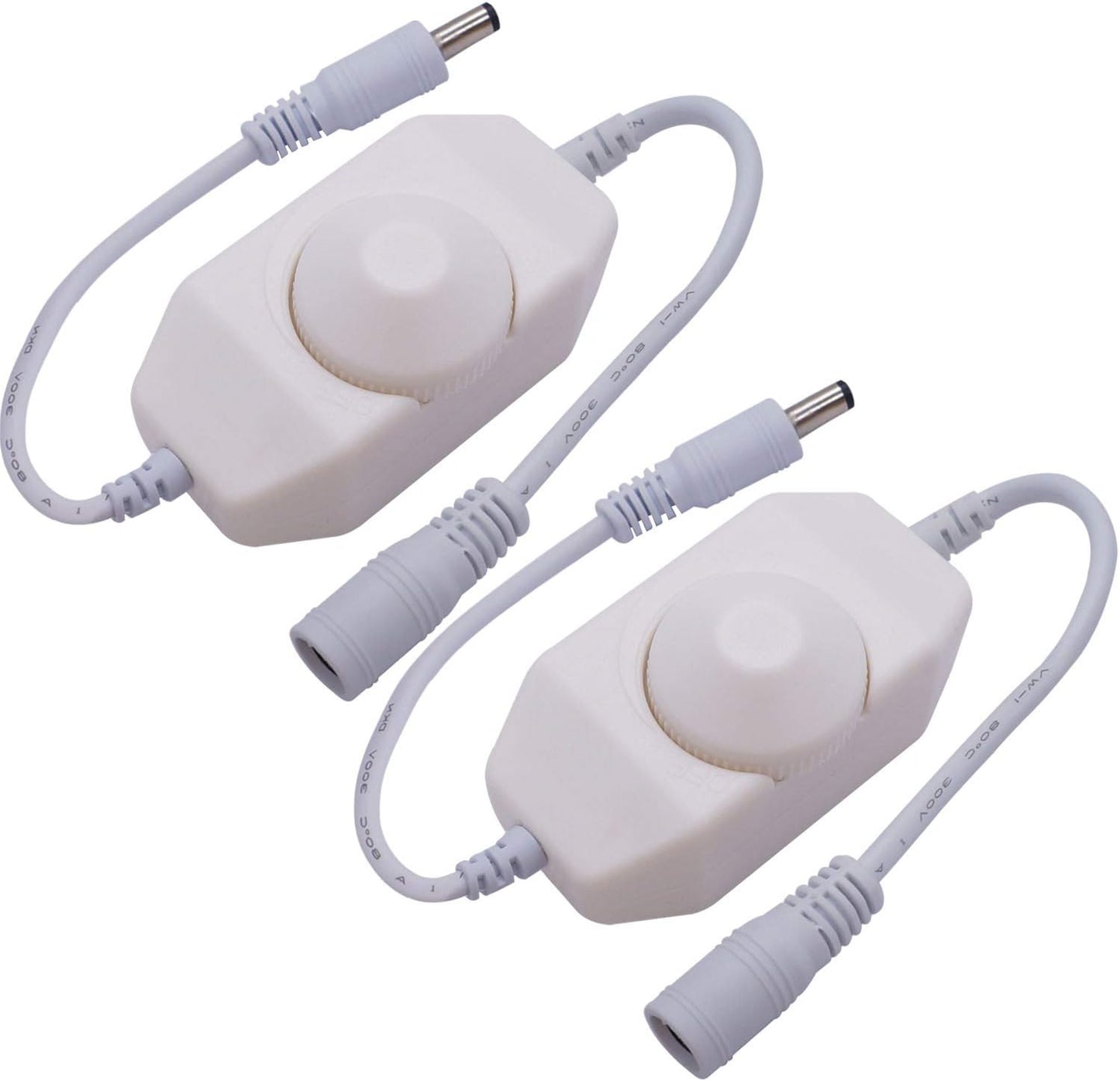 weideer 2Pcs DC12V-24V LED Strip Lights Dimmer Switch PWM Rotary Dimmer Controller Inline Dimmer Switch for LED String Lights Christmas Lights White K-018-W