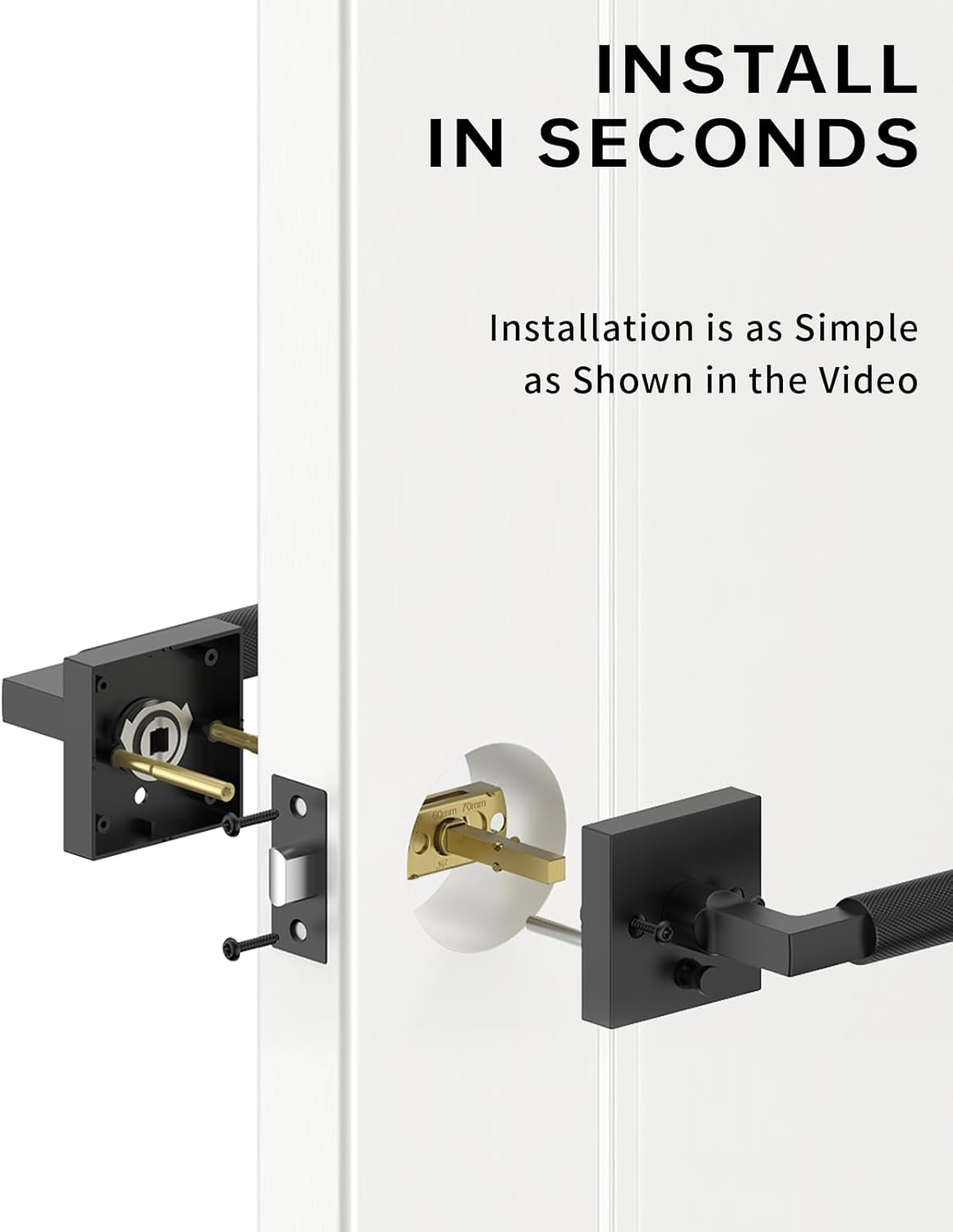 Asidrama 1 Pack Black Privacy Door Handles, Door Lever with Door Knobs Indoor for Bedroom or Bathroom, Heavy Duty Door Handles Interior with Locks for Left Right Sided Doors
