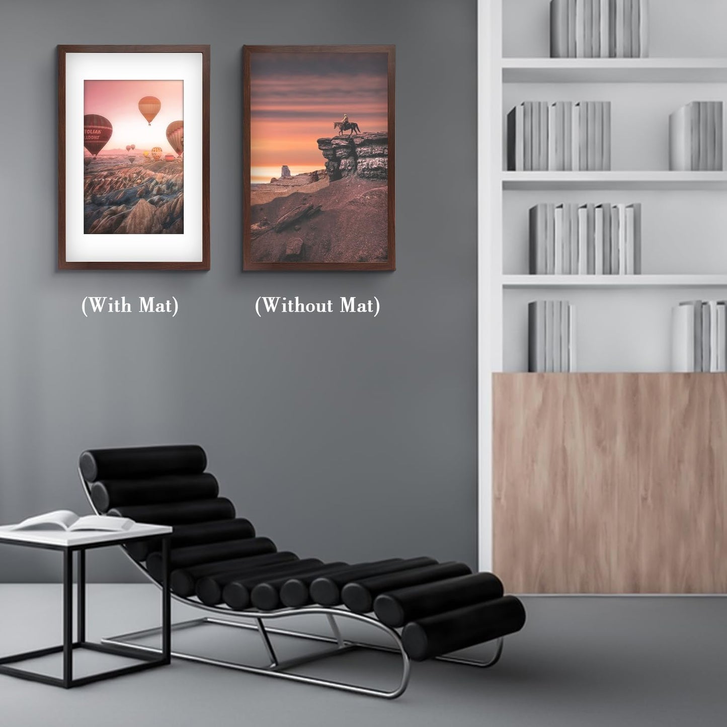Golden State Art, 16X24 Picture Frame with Mat for 12X18 - High Definition Glass Wall Mounting Horizontal Vertical Display (Brown, 2 Pack)