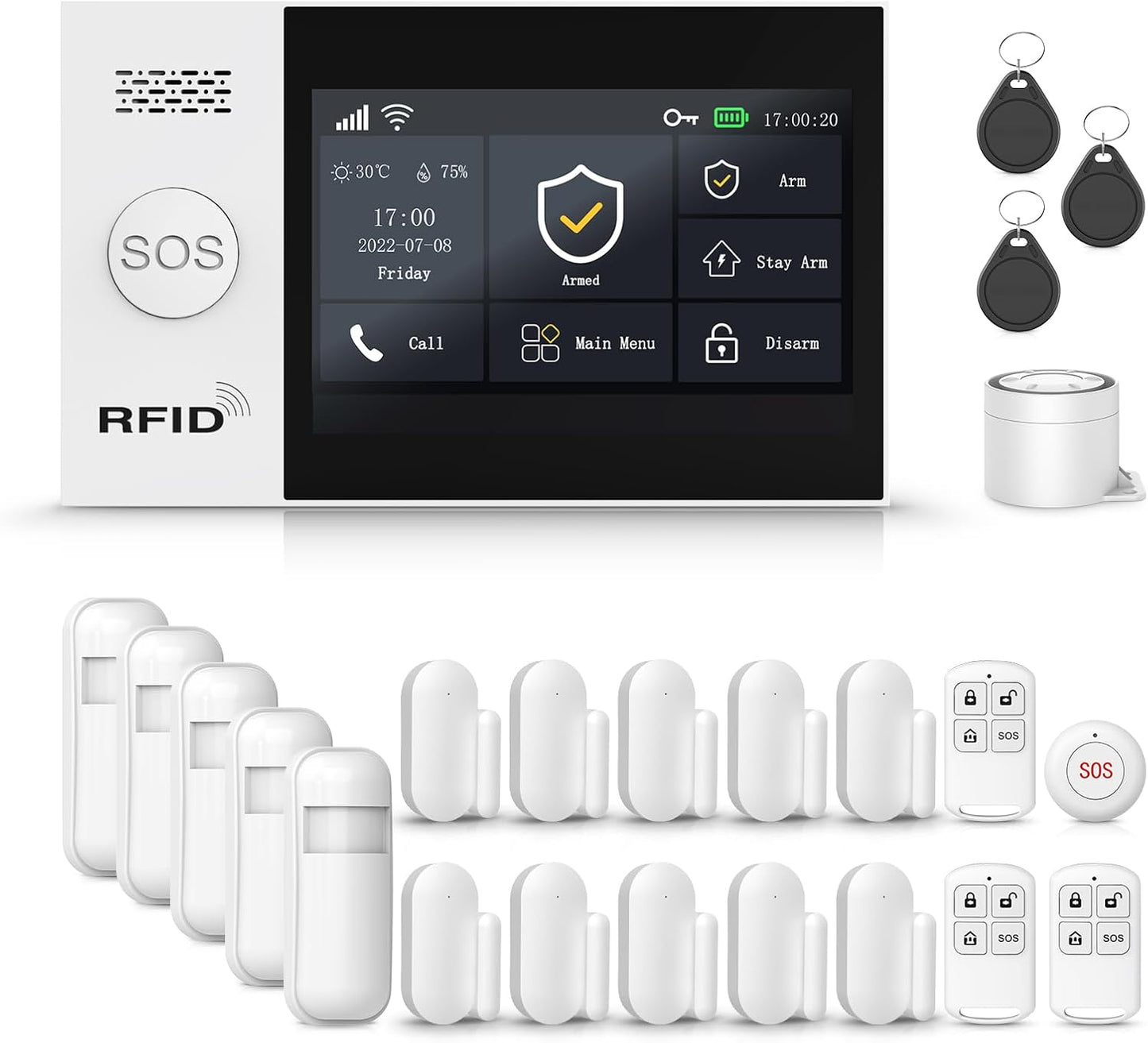 Alarm System for Home Security,24Pcs WiFi+GSM/4G Door/WindowAlarmSystem Kit,with Touch Screen & App Alerts&Auto Alarm Dial Compatible with Alexa,for Apartment,Kids Safety NO Monthly Fees