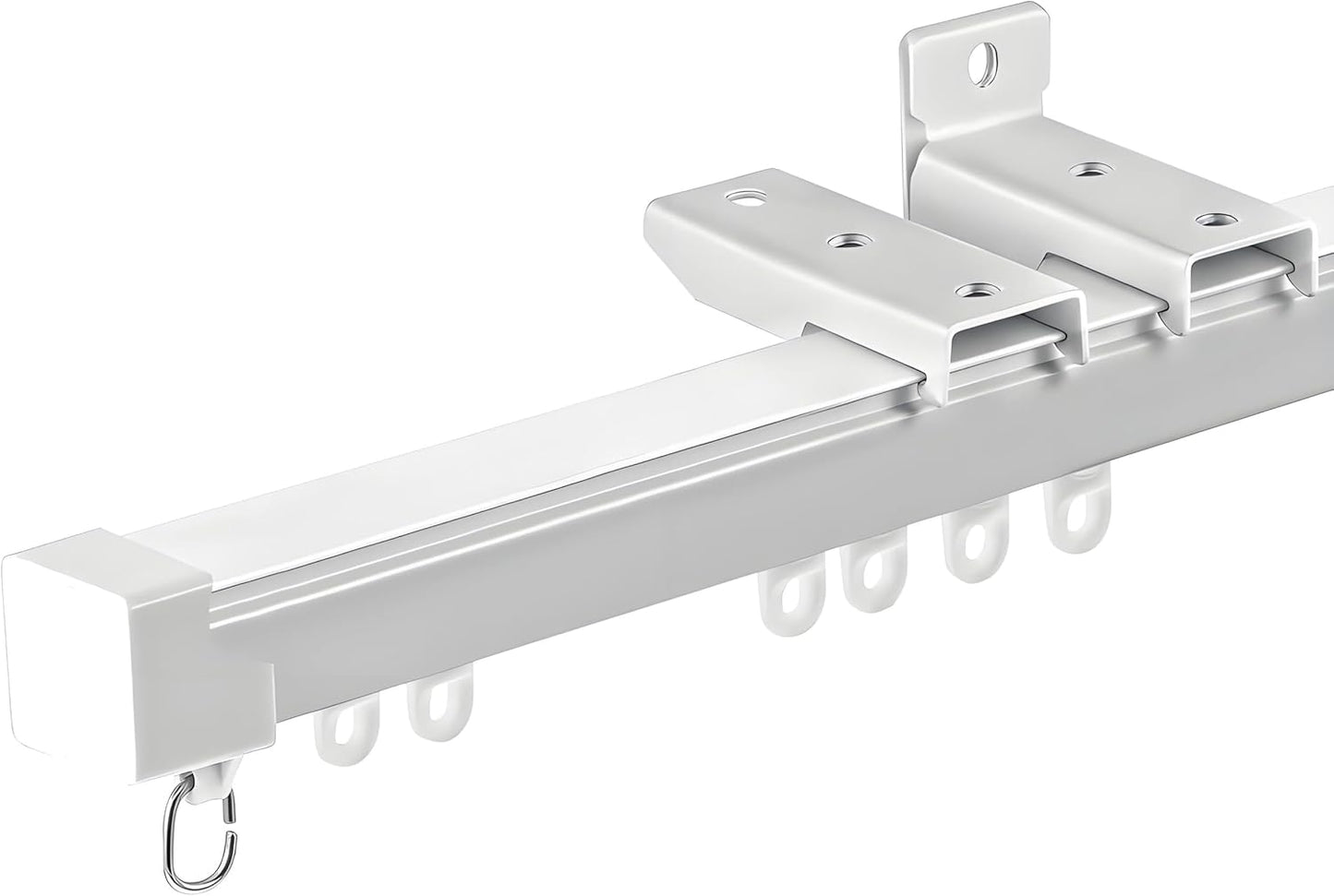 Retractable Curtain Track System, 3.6-5.9ft/43.3-70.9in Ceiling & Wall Mounting Aluminum Heavy Duty Track for Curtains with Silent Rollers, Adjustable Rod Rail for Room Divider/Shower/Living Room