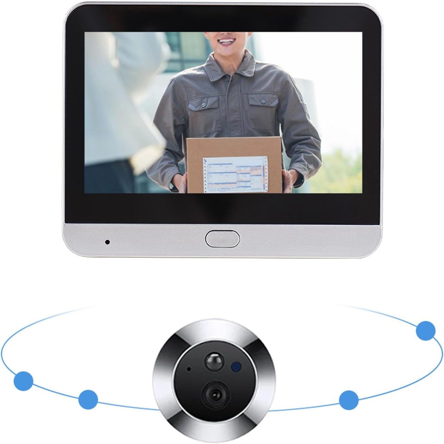 Smart Video Doorbell Camera, WiFi Door Peephole Camera with 4.3in Display Monitor, Tuya APP Wireless Digital Door Viewer, Smart Motion Detection, Night Vision, Rechargeable 5000Ah Battery