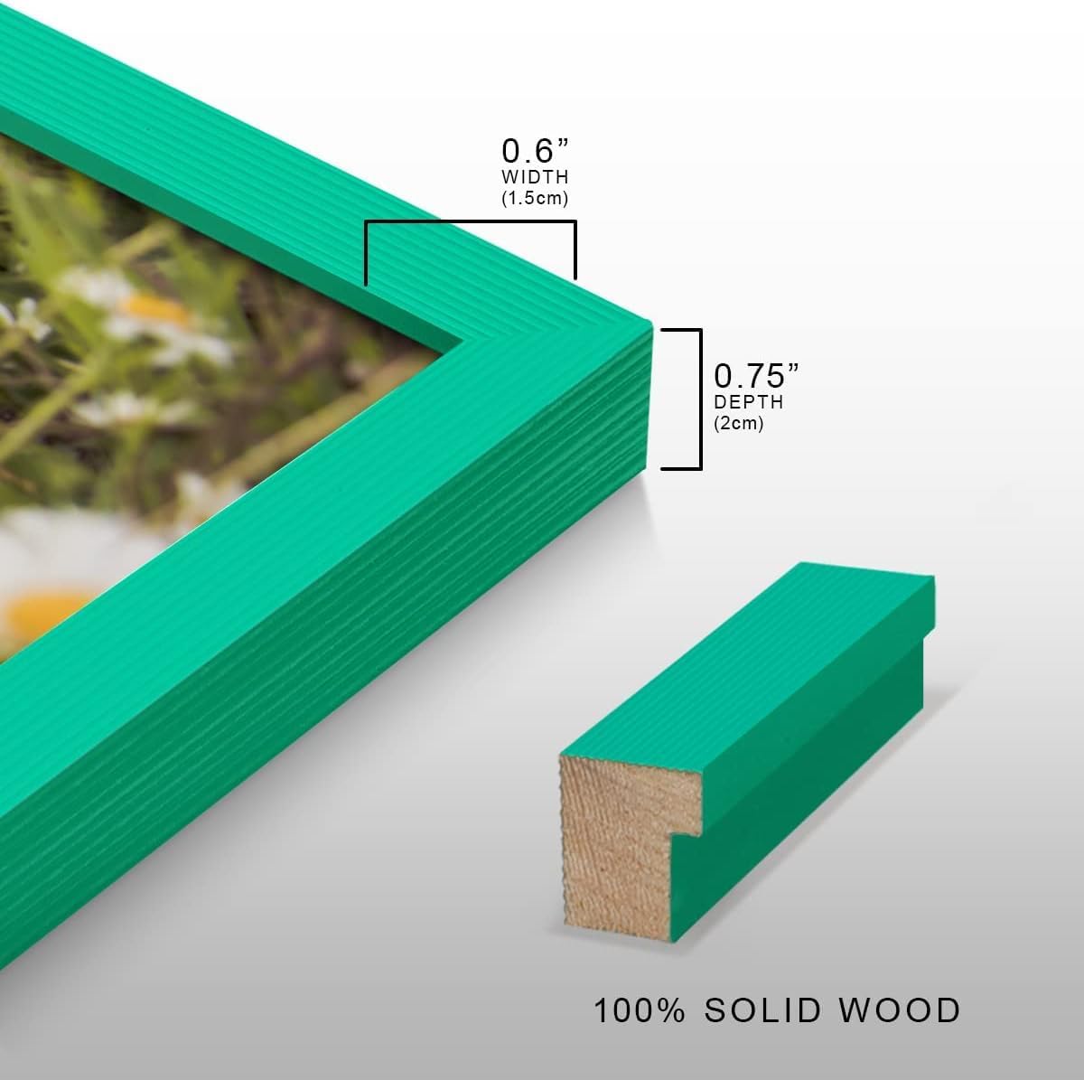 Renditions Gallery Set of 12, 11X14 Custom Photo Prints with Real Wood Picture Frames. Create Personalized Photos with Peel & Stick Photo Frames. Green Frame