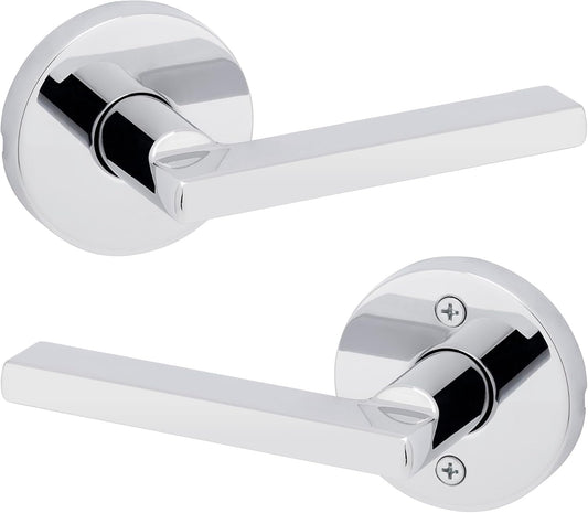Kwikset Halifax Interior Passage Door Knob, Round Handle for Closet and Hallway Doors, Non-Locking Doorknob in Polished Chrome, with Microban Protection
