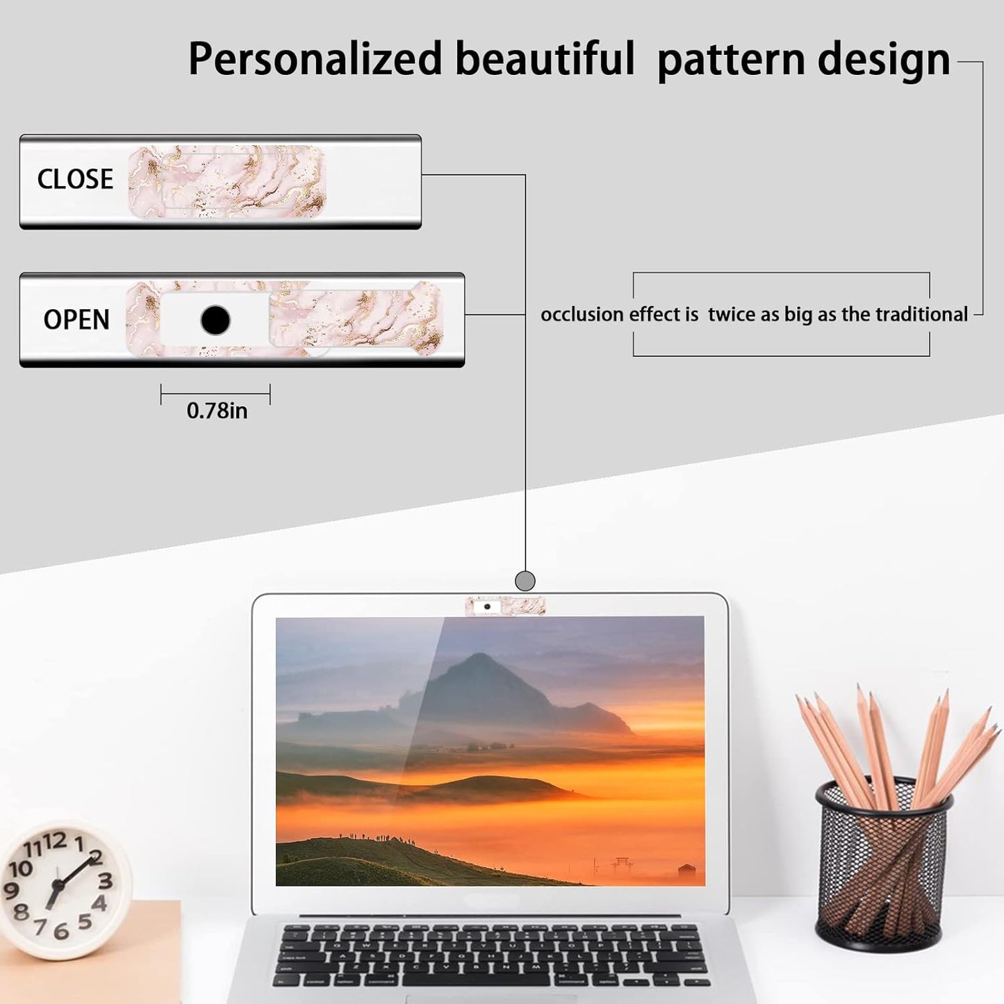 Webcam Cover, 3 Pieces, Laptop Camera Cover, Privacy Shielding Capacity is Twice as Big as The Traditional, Suitable for Computer Mobile Phones, laptops, Tablets and so on (Golden Marble)