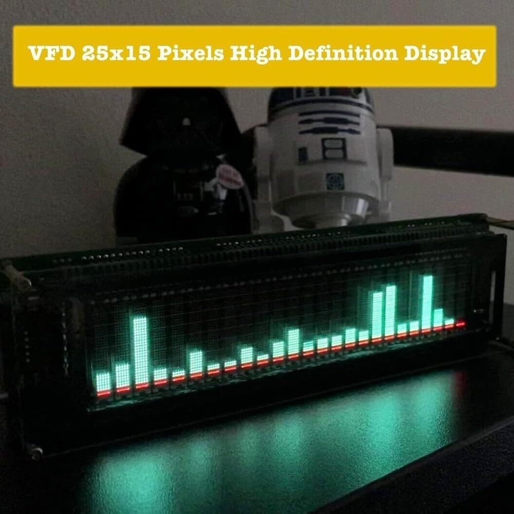 AK2515 Pro Audio Spectrum Analyzer with VFD Display, MIC Input & Advanced AGC, Adjustable Gain, Type-C Power,Precise Sound Level Meter for Musicians and Audio Enthusiasts