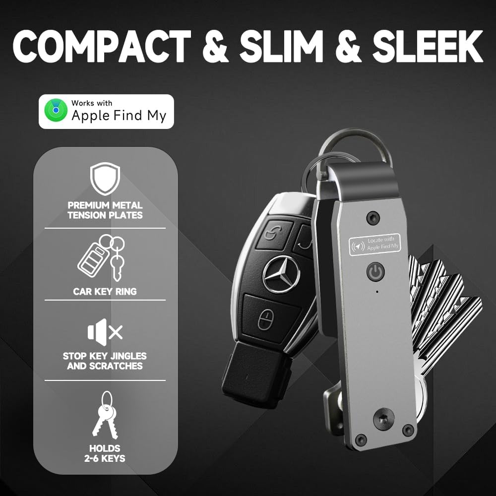 Key Organizer Men's Keychains with Smart Tracker, Key Finder, Compact Key Holder -Minimalist Key Case Metal Car Key Chain