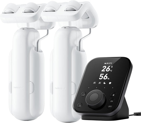 SwitchBot Smart Automatic Curtain Opener 2 Packs with Hub3 - Bluetooth Remote Control with App/Timer, High-Performance Motor, Unlimited Power, Compatible with Alexa, Google Home, HomeKit