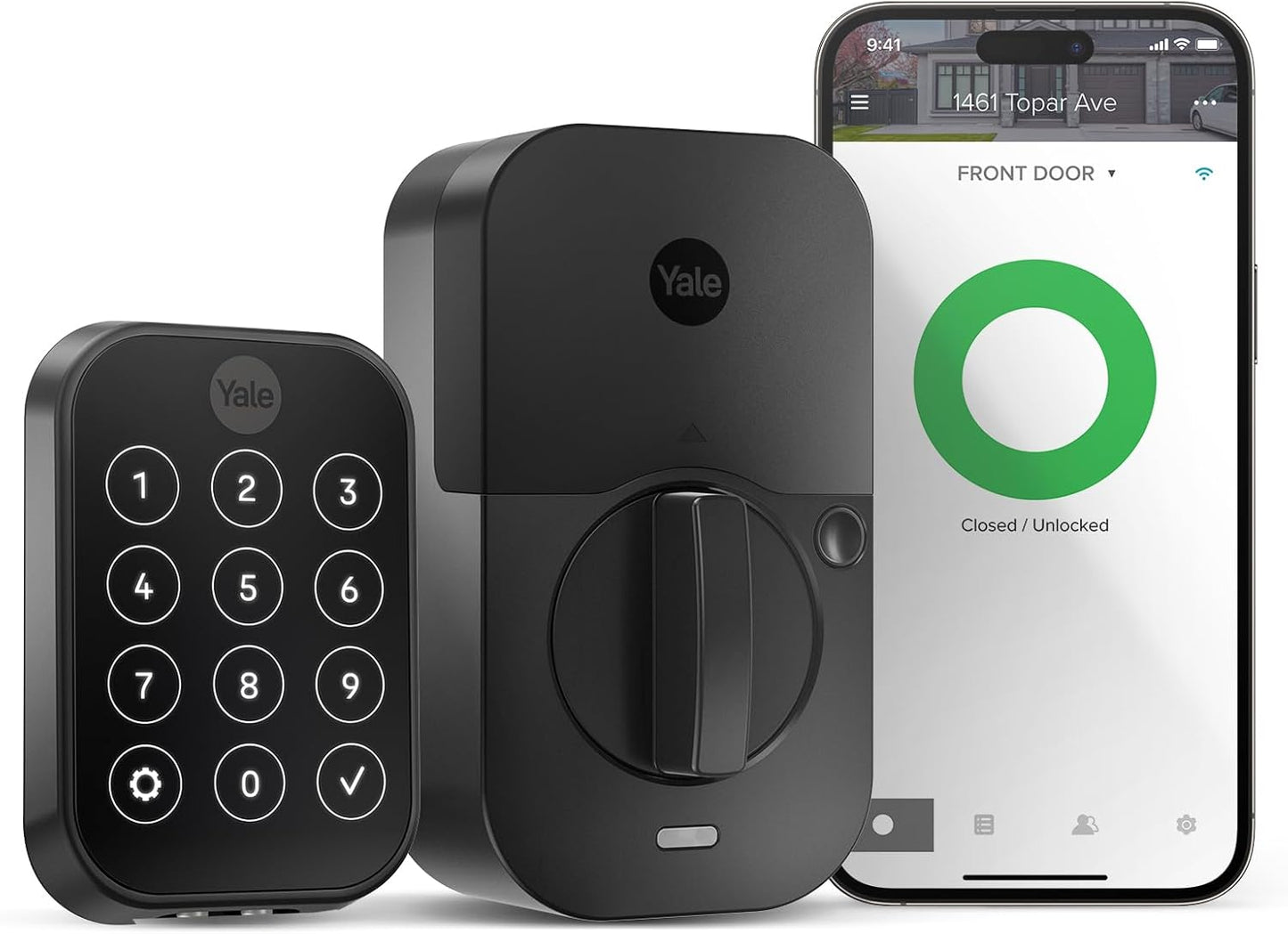 Yale Assure Lock 2 with Wi-Fi – Black Suede Smart Lock for Front Door with Keypad, App Control, Backup Key, and Deadbolt – Secure Keyless Entry Door Lock, YRD450-WF1-BSP