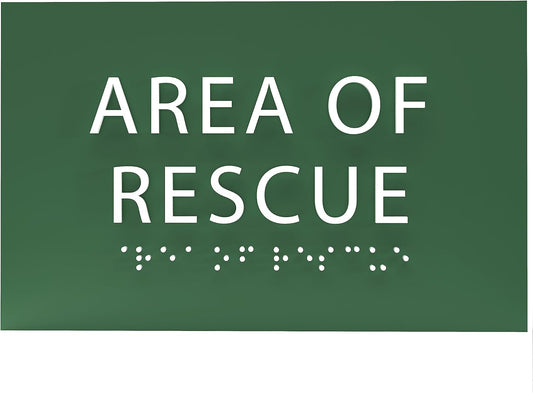 6" X4" Area of Rescue Sign - ADA Compliant Tactile Graphics Grade 2 Braille Text Wall Sign | Emergency Assistance, Refuge Place Sign for Schools, Offices, Apartments & Restaurants