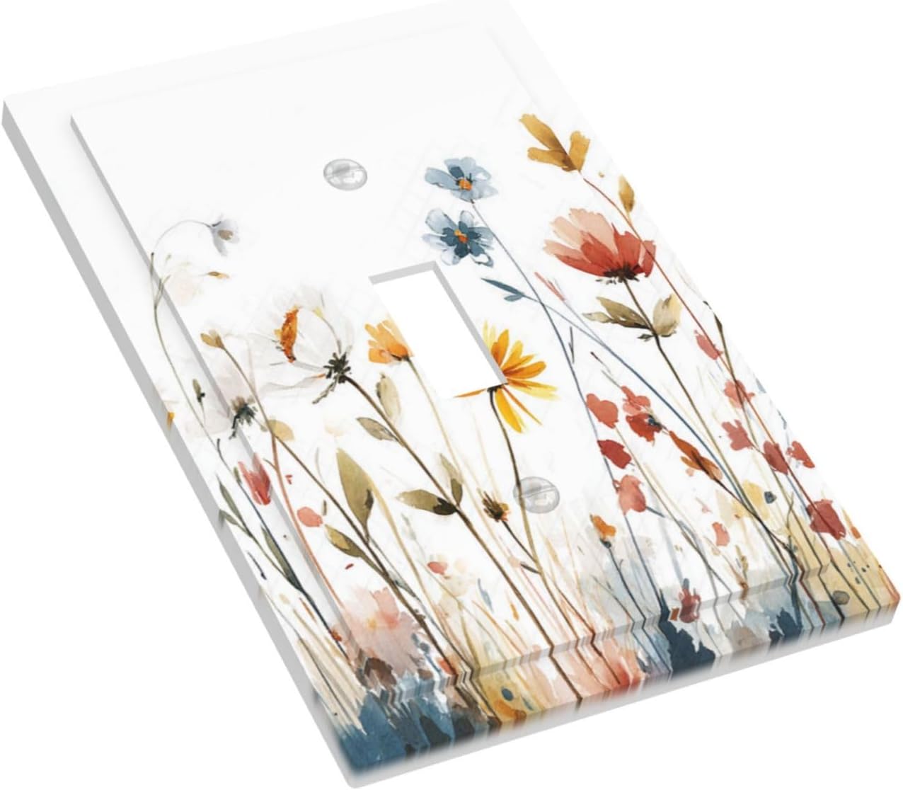 Watercolor Wildflower Colorful Floral Plant Decorative Light Switch Cover 1 Gang Single Toggle Device Electrical Faceplate Switchplates Decorator Outlet Wall Plate for Bed Room Living Room Decor