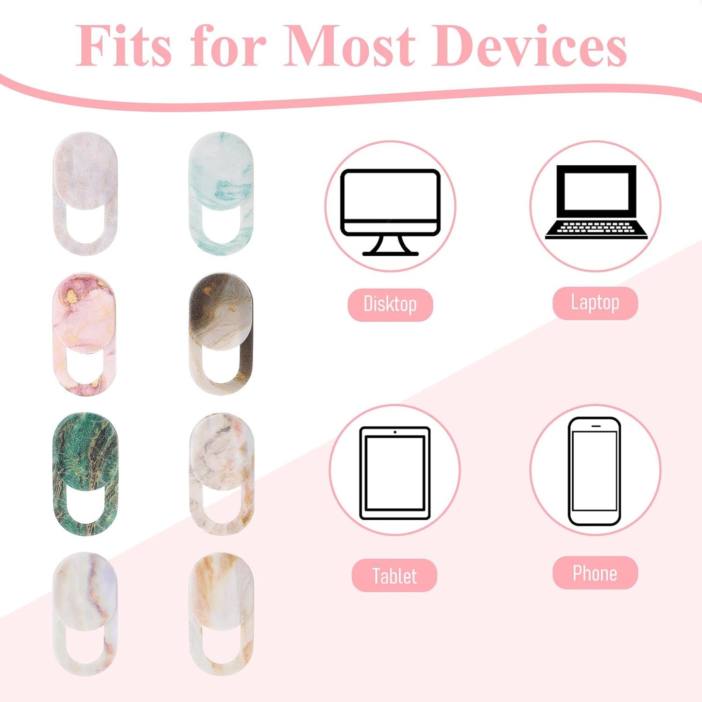 8PCS Webcam Cover Slide, Colorful&Marble Laptop Camera Cover Slide Computer Phone Camera Covers Privacy Protector for Protect Your Visual Privacy
