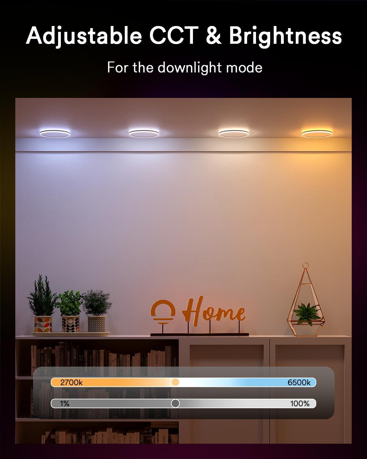 Lumary RGBAI Smart Recessed Lighting 6 Inch with Gradient Accent and Night Ring, 12W 1000LM Wi-Fi LED Recessed Lights, LED Downlight Compatible with Alexa/Google Assistant/Siri, 4PCS