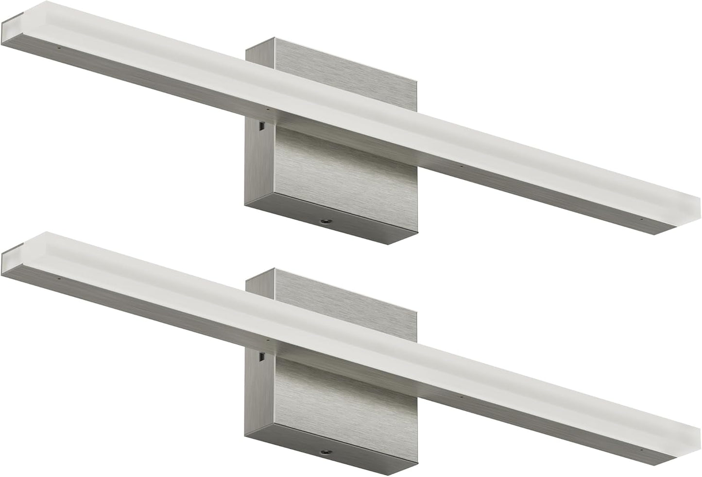 ZAGO 24 Inch Bathroom Linear Vanity Light Fixtures Over Mirror - LED Modern Wall Mounted Adjustable Hardwired Picture Lighting Bar with 5CCT Switchable, ETL & Damp Rated, Brushed Nickel, 2 Packs