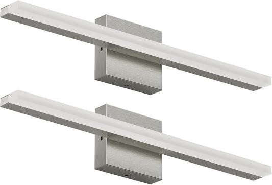 ZAGO 24 Inch Bathroom Linear Vanity Light Fixtures Over Mirror - LED Modern Wall Mounted Adjustable Hardwired Picture Lighting Bar with 5CCT Switchable, ETL & Damp Rated, Brushed Nickel, 2 Packs