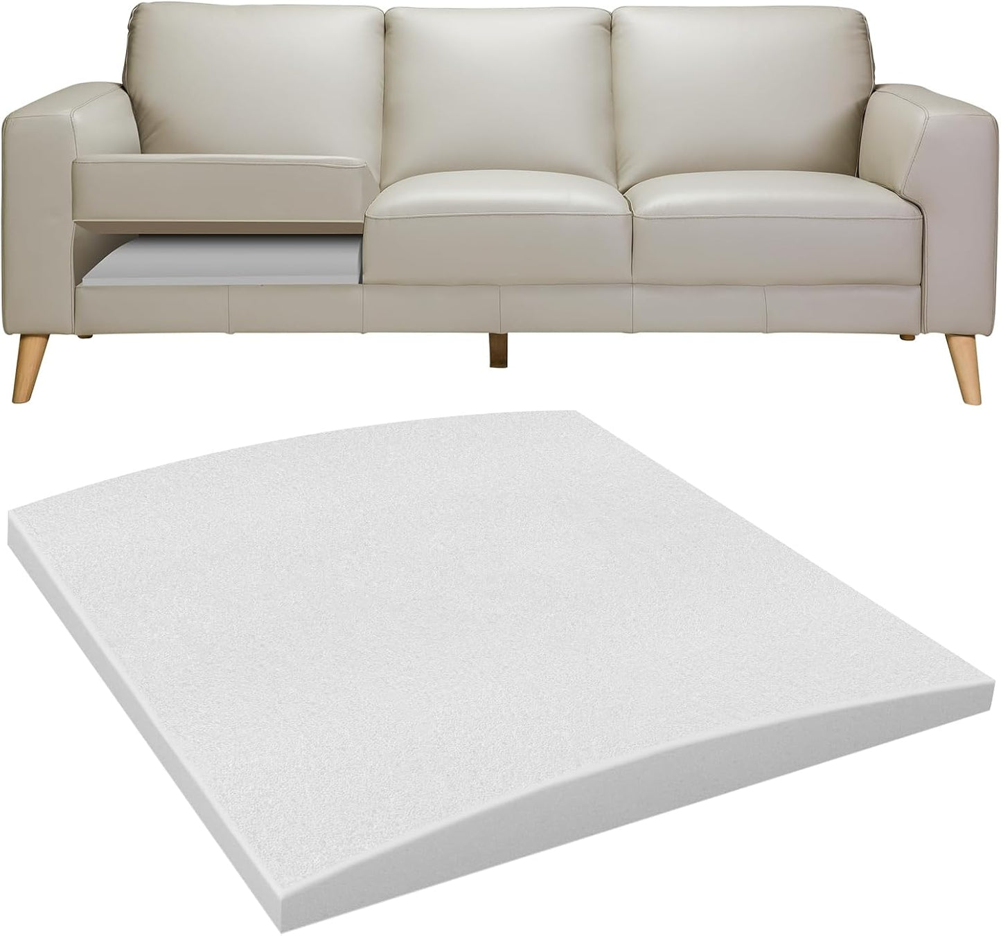 Couch Cushions Support for Sagging Seat 20"X 20"Insert pads Supports Board Sofa Furniture seat Cushion Under Sag Repair, Curved High Density Foam Replacement for Sectional Loveseat Chair Gray Set of 1