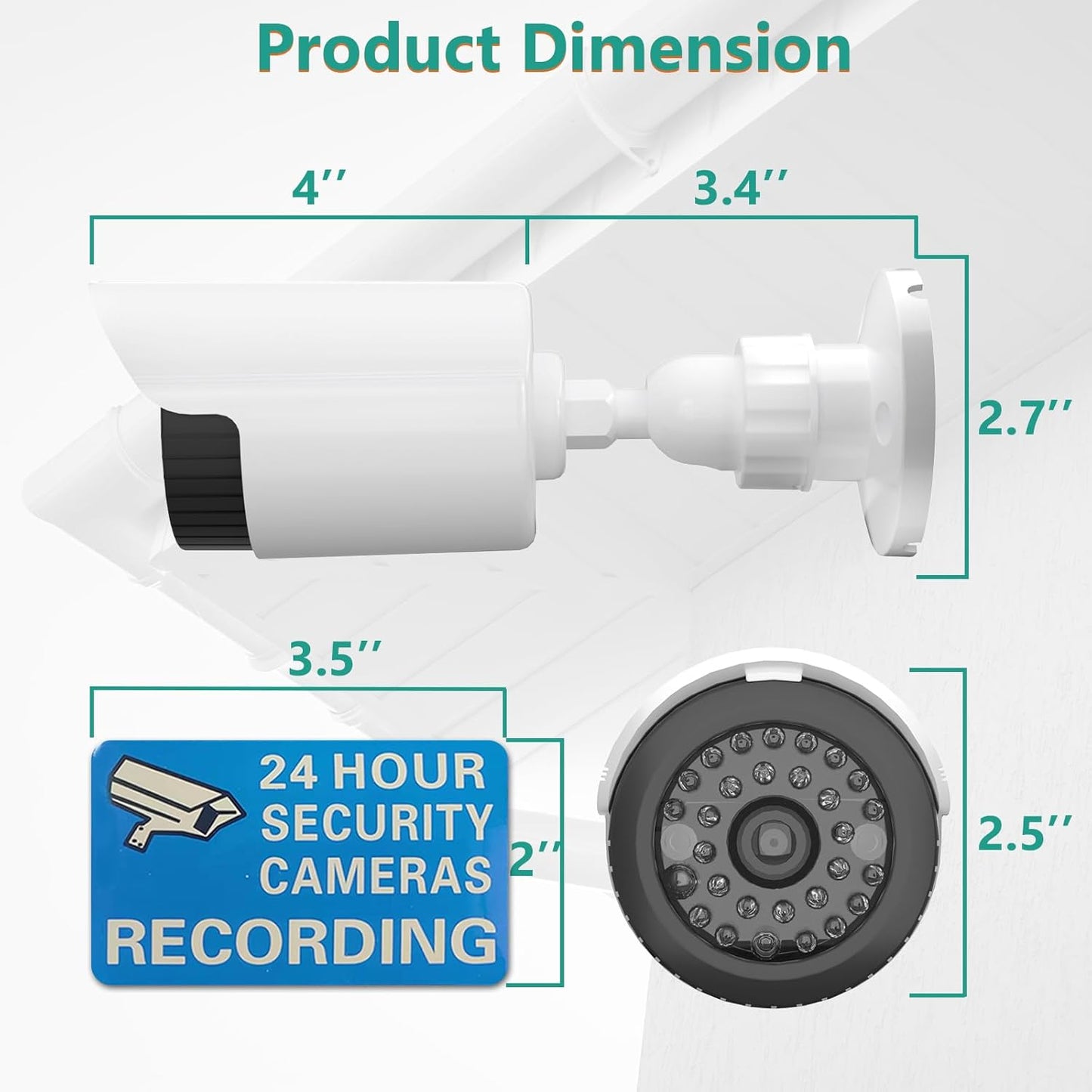 WALI Dummy Fake Simulated Surveillance Security CCTV Dome Camera Indoor Outdoor with One LED Light, Warning Security Alert Sticker Decal (TC-W4), 4 Packs, White
