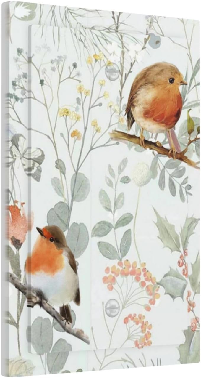 Light Switch Cover Plate Red Floral Berries Colorful Bird Plant 1 Gang No Device Blank Electrical Wall Plates Faceplate Decorative Switch Plate For Bed Room Living Room Decor