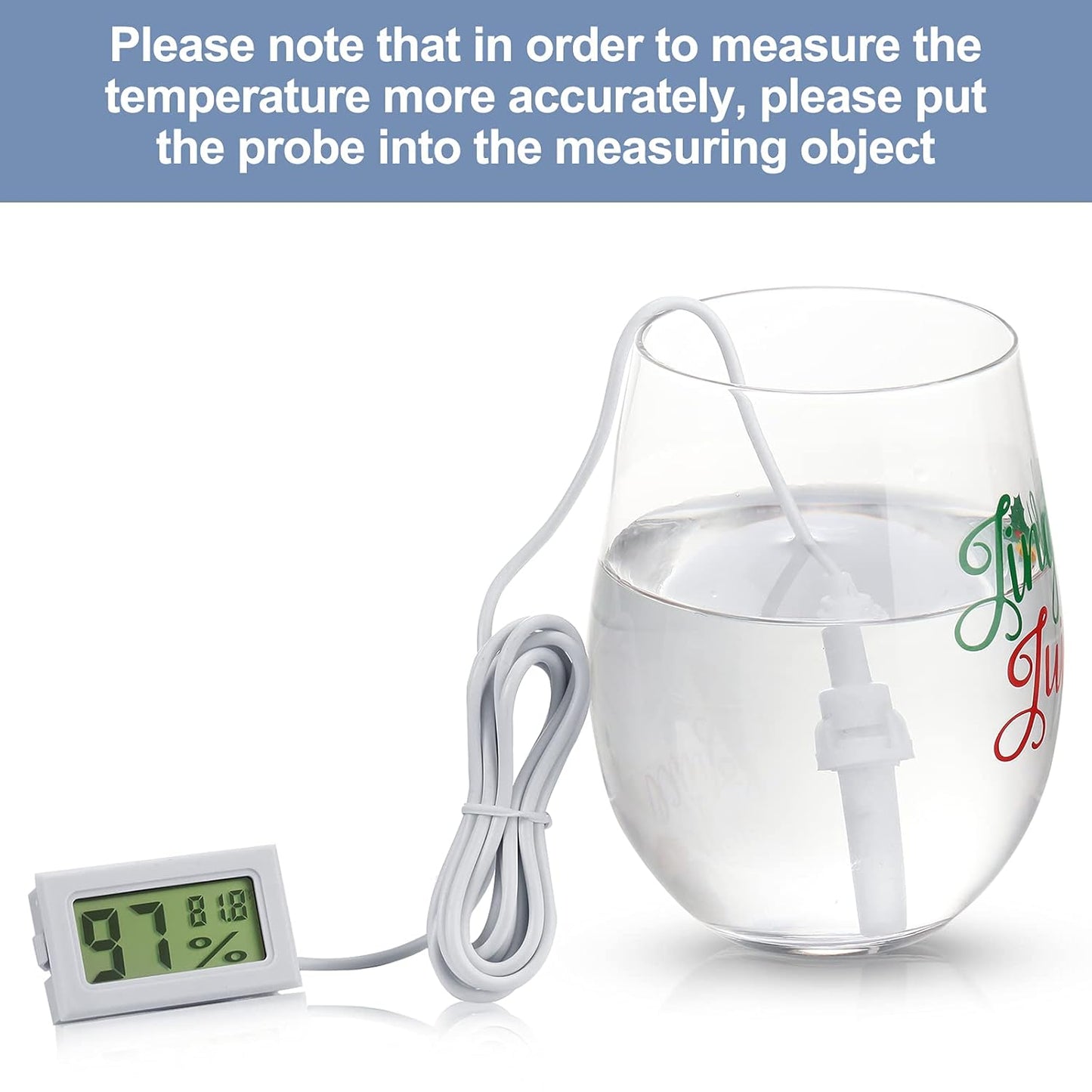 Weewooday Mini Digital Temperature Humidity Meters Gauge with Probe Gauge LCD Fahrenheit Display Thermometer Hygrometer for Incubator Reptile Plant Greenhouse Chicken Coop Garden(White, 3 Pieces)