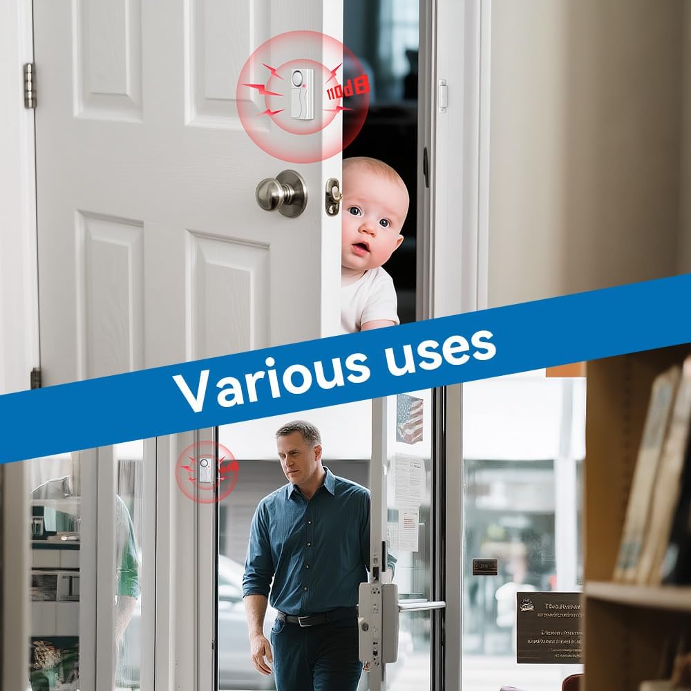 Door Chimes When Door Opens, 110dB Door Security Devices with Remote, Door Sensor, Door Alarms for Kids Safety, House Garage, Apartment, Store