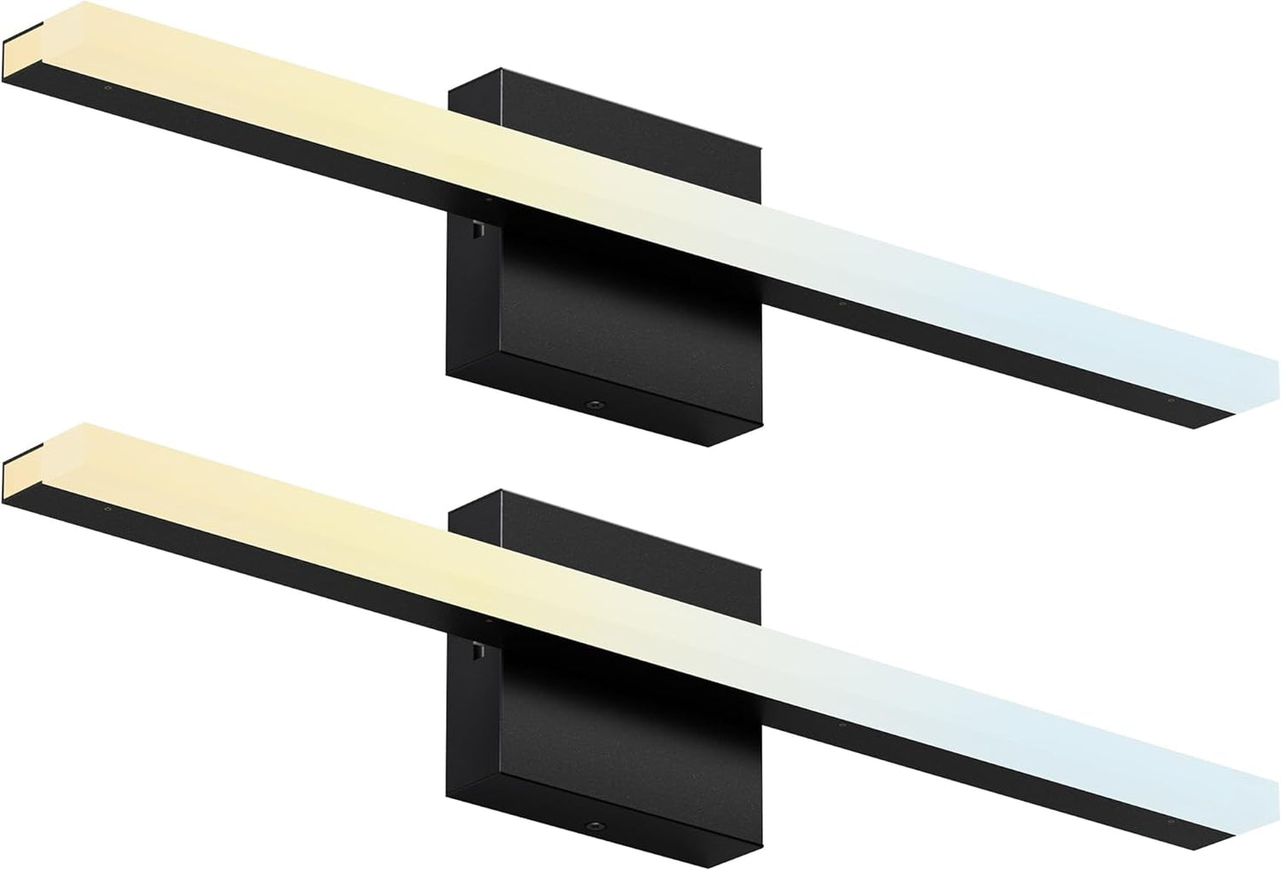 ZAGO 24 Inch Bathroom Linear Vanity Light Fixtures Over Mirror - LED Modern Wall Mounted Adjustable Hardwired Picture Lighting Bar with 5CCT Switchable, ETL & Damp Rated, Black, 2-Pack