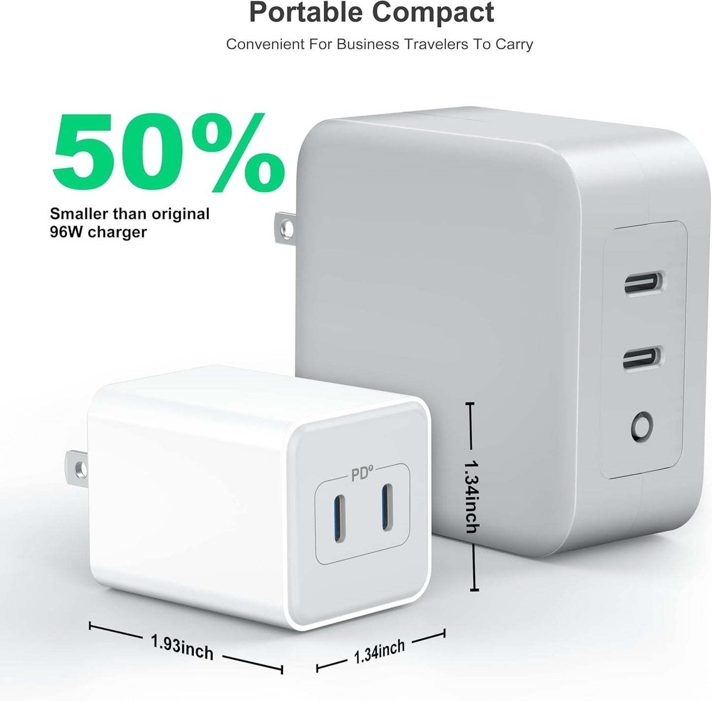 USB C Wall Charger 40W, 1 Pack Dual Port 20W PD 3.0 Type C Fast Charging Block, Durable Compact Power Adapter for iPhone 11/12/13/14/15/16/17 Pro Max, AirPods4，watch10 ultra2
