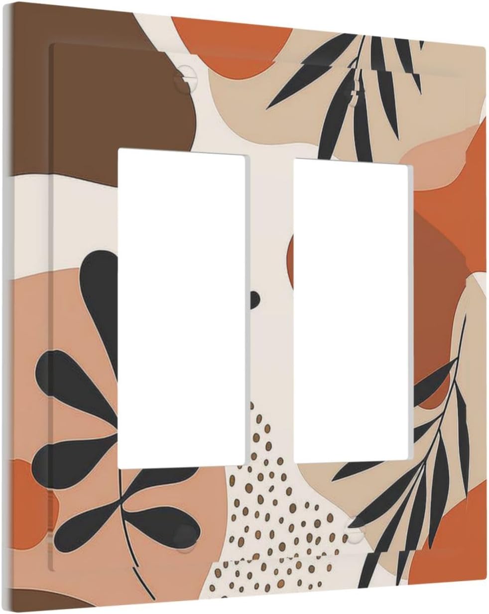 Decorative Outlet Covers Boho Botanical Orange Green Beige Minimalist 2 Gang Double GFCI Rocker Electrical Wall Panels Light Switch Cover Plate for Bedroom living Room Decor